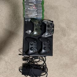 Xbox One With Controllers, Games, And Big Flat Screen Tv