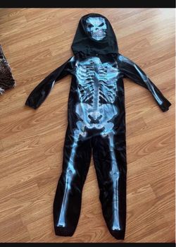 Kids Skeleton Halloween Costume with Hood Mask