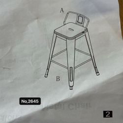 4pcs Metal Bar Stools Counter Height Stools ,Counter Height Barstools with Backs Patio Dining Chairs,24”H, Matte Black