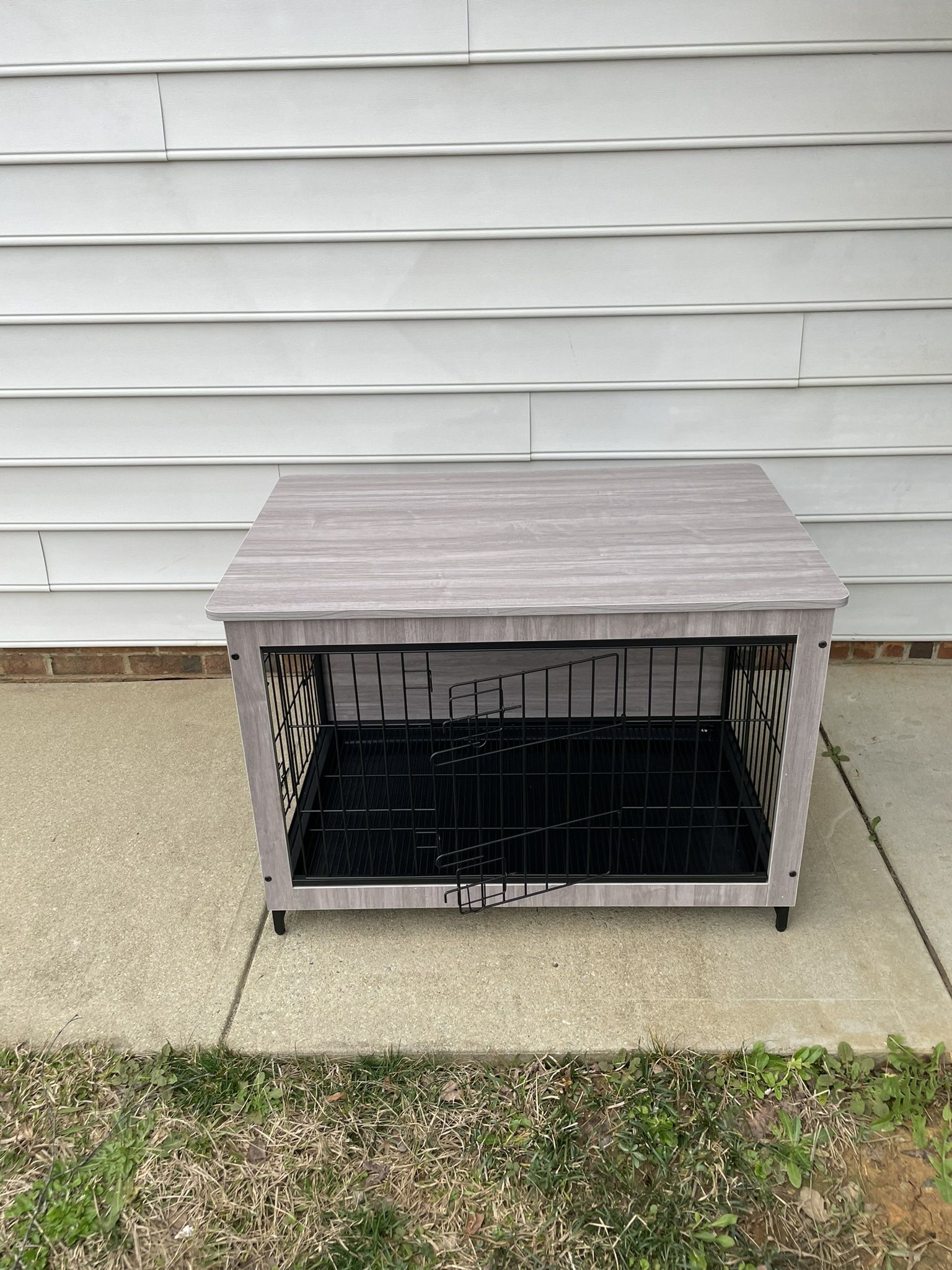 Grey dog crate