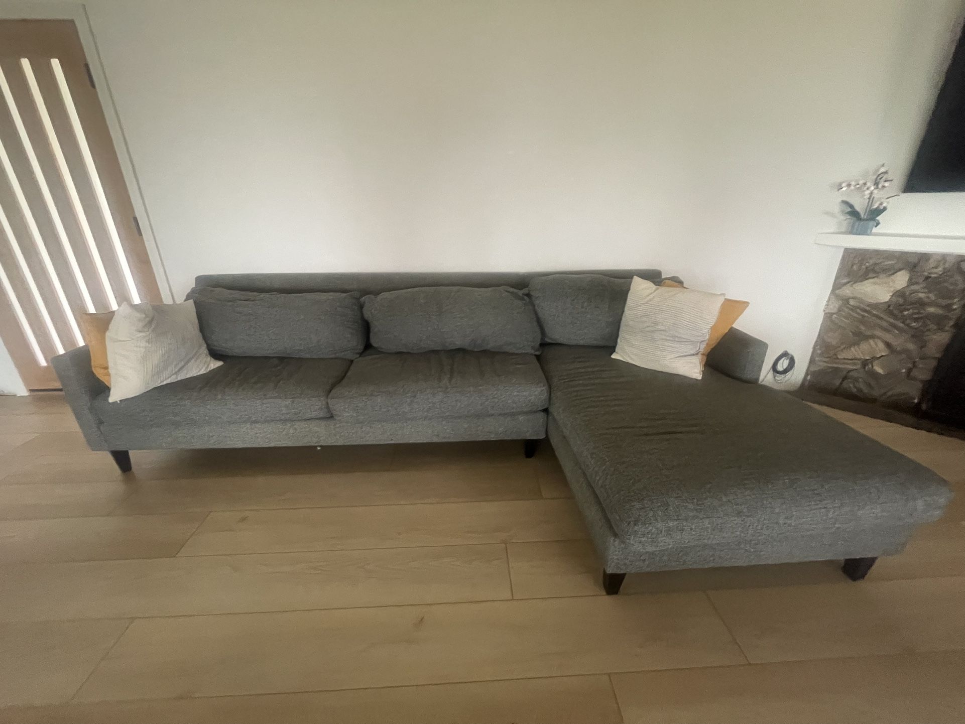 IKEA Grey 4 Seat Chaise Sofa and 4 Accent Pillows Included!