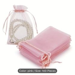 100 Pink Organza Bags $15.00