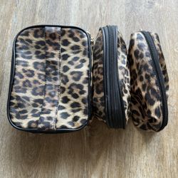 Leopard Print 3-Piece Pencil Case Set with Crayons, Colored Pencils & Markers – Mixed Brands