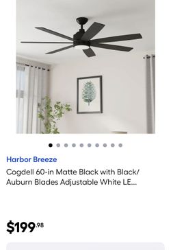 Cogdell 60-in Matte Black with Black/ Auburn Blades Adjustable White LE...