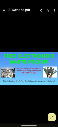 FREE ELECTRONICS WASTE PICKUP