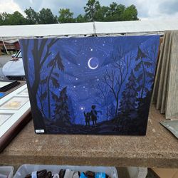 Night Sky Forest Canvas Wall Art