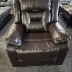 Brand New Brown Gel Leather Manual Reclining Chair