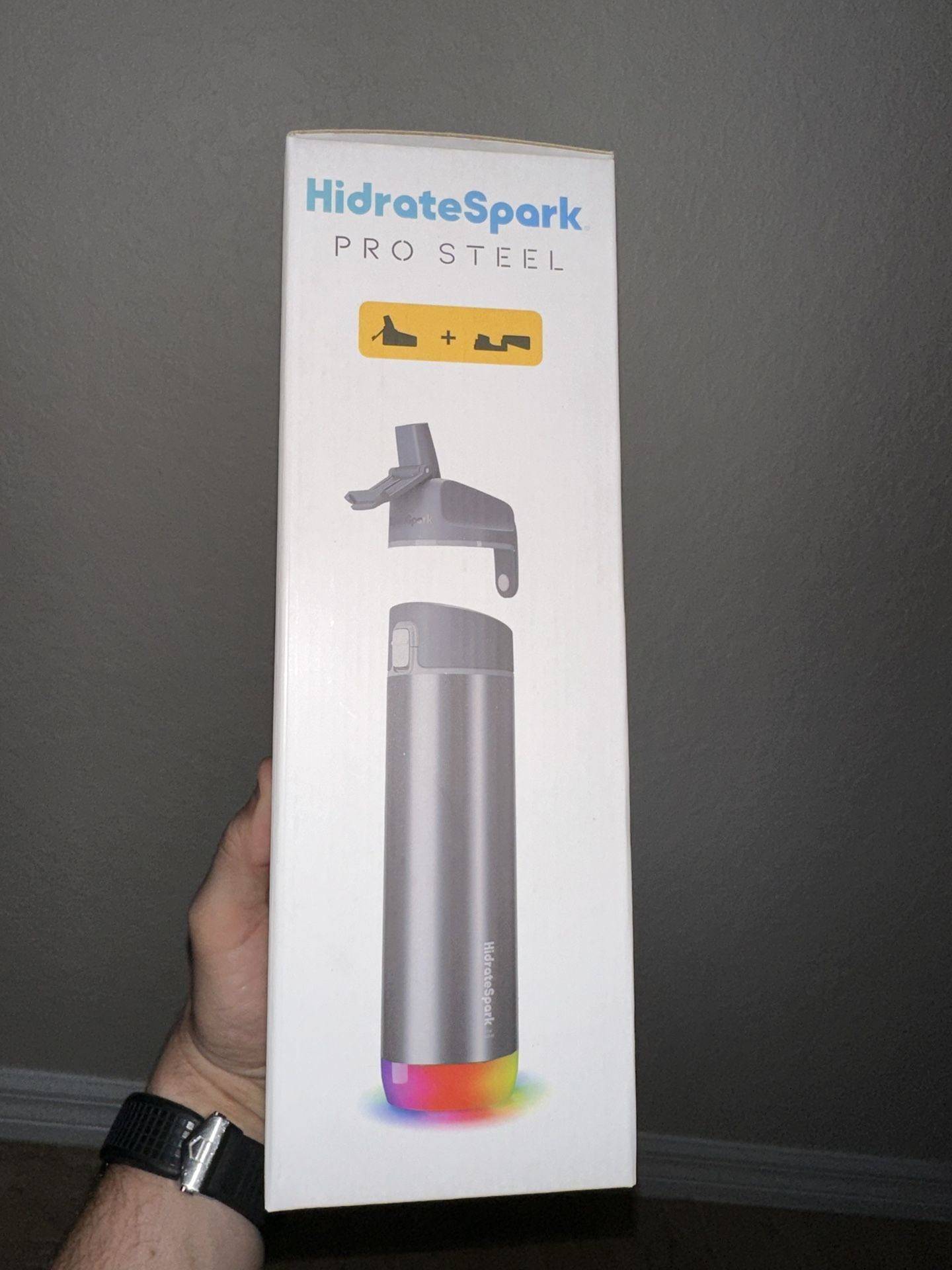 HidrateSpark Pro Steel 21 oz. Smart Water Bottle + Bonus Straw Lid