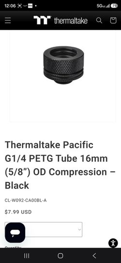 Pc liquid G 1/4 Fitting 16mm OD Mod Cooling PETG Rigid Hard Tube Thermaltake
