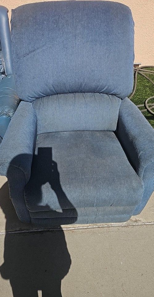 Blue Fabric Single Recliner Sofa