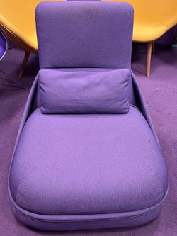Purple Fabric Lounge Chair with Lumbar Pillow