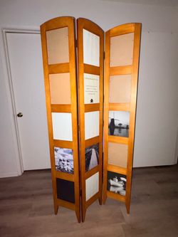 Wooden Three-panel Folding Photo Room Divider