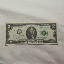 2 Dollar Bill Year 2017