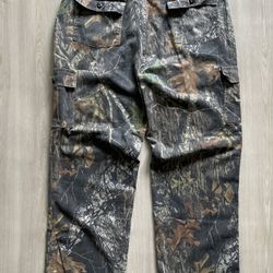 Vintage Field Staff Mossy Oak Pants Break Up Camo Cargo Pockets  Wide-Leg  Sz XL