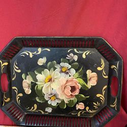 HAND PAINTED METAL SERVING TRAY
