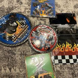 Monster Truck Party Decorations Plates Napkins Table Cover Birthday Banner
