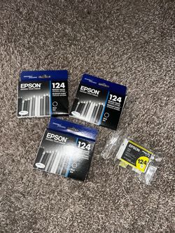 Epson 124 Ink Cartridges – 3 Black + 1 Yellow – New/Sealed