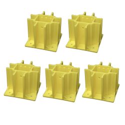 5pcs Safety Boot Guardrail Post System | Yellow OSHA Plastic Base with Toeboard Slots