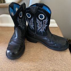 ARIAT Ladies size 6.5B Fatbaby Cowgirl Steel Toe Black Work Boot 