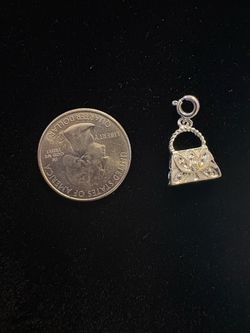 Vintage Avon Silver Tone Filigree Handbag Purse Charm / Pendant