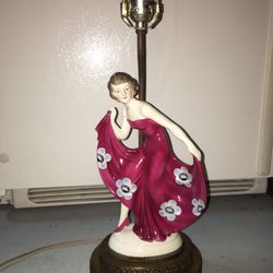 Vintage Hand painted lamp featuring a dancing woman