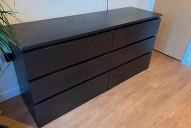 IKEA MALM  6-Drawer Dresser - Dark Brown/ Black Finish - Great Condition