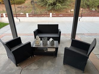 4-Piece Black Wicker Patio Furniture Set