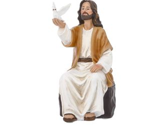 Jesus Christ Statue with Dove, Hand Painted Resin Jesus Figurine Jesus Resin Desk Figurine, Holy Family Statue Alternative, Religious Gift Baptism Eas