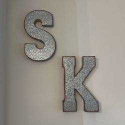 LARGE S & K Metal letters