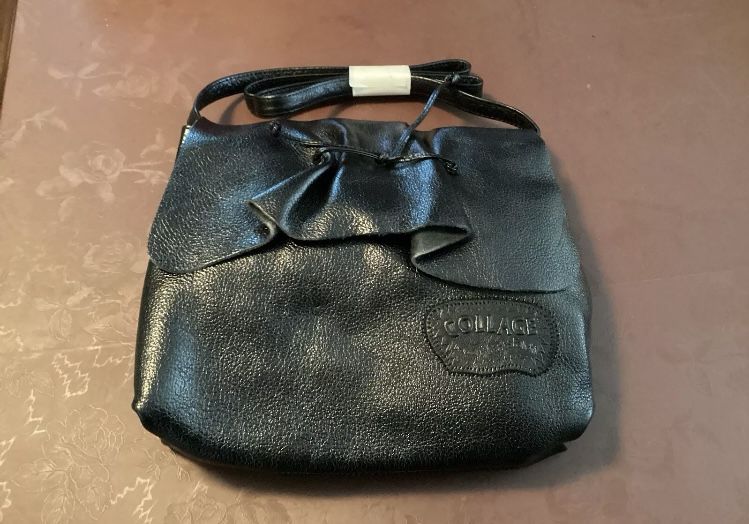Collage by Carlos Falchi Black 100% Leather Crossbody Shoulder Bag Purse NWT