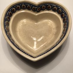  Boleslawiec Hand Painted Heart Shaped Pottery Made In Poland 