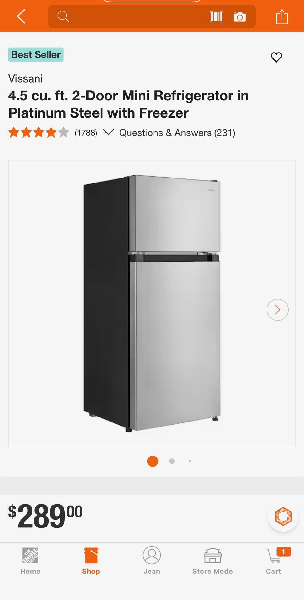 Vissani 4.5 Cu Ft 2 Door Mini Fridge