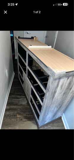 Rustic Gray queen bed frame and dresser