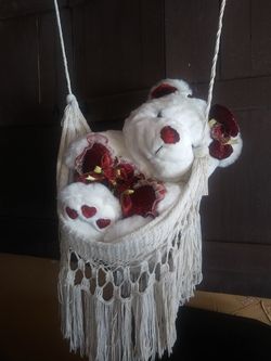 Madame hammock and Teddy Bear doll. 23" h