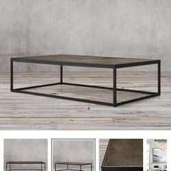 RESTORATION HARDWARE METAL PARQUET COFFEE TABLE