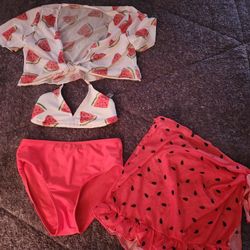 Girls Bathing Suit Set With Coverups Size 9