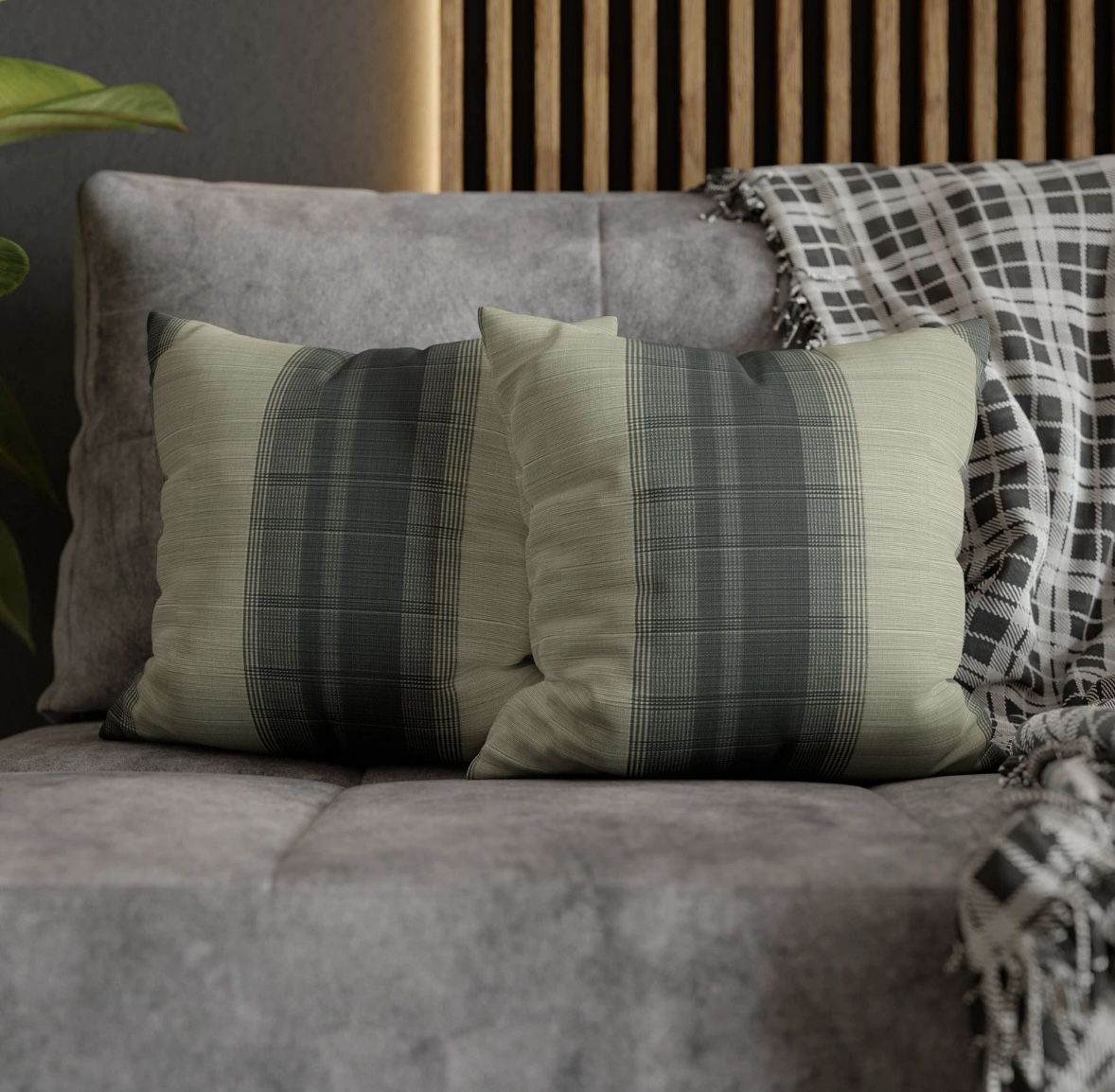 Neutral Plaid Stripe Pillowcase