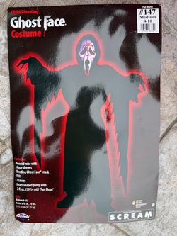 Scream Ghostface costume youth medium 8/10 with bleeding knife mask and knife