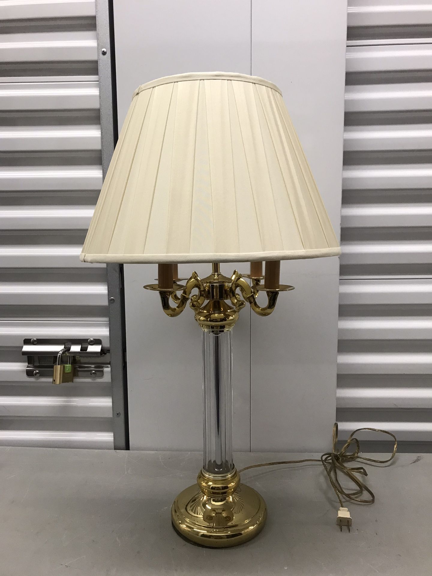 Vintage Candelabra Style Brass Glass Table Lamp 29” Tall