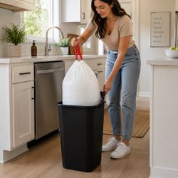 Bolsas de Basura 13 Galones 100 Piezas — Cocina con Cordón Blancas