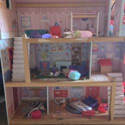 KidKraft Chelsea Doll Cottage Wooden Dollhouse With Random Toys