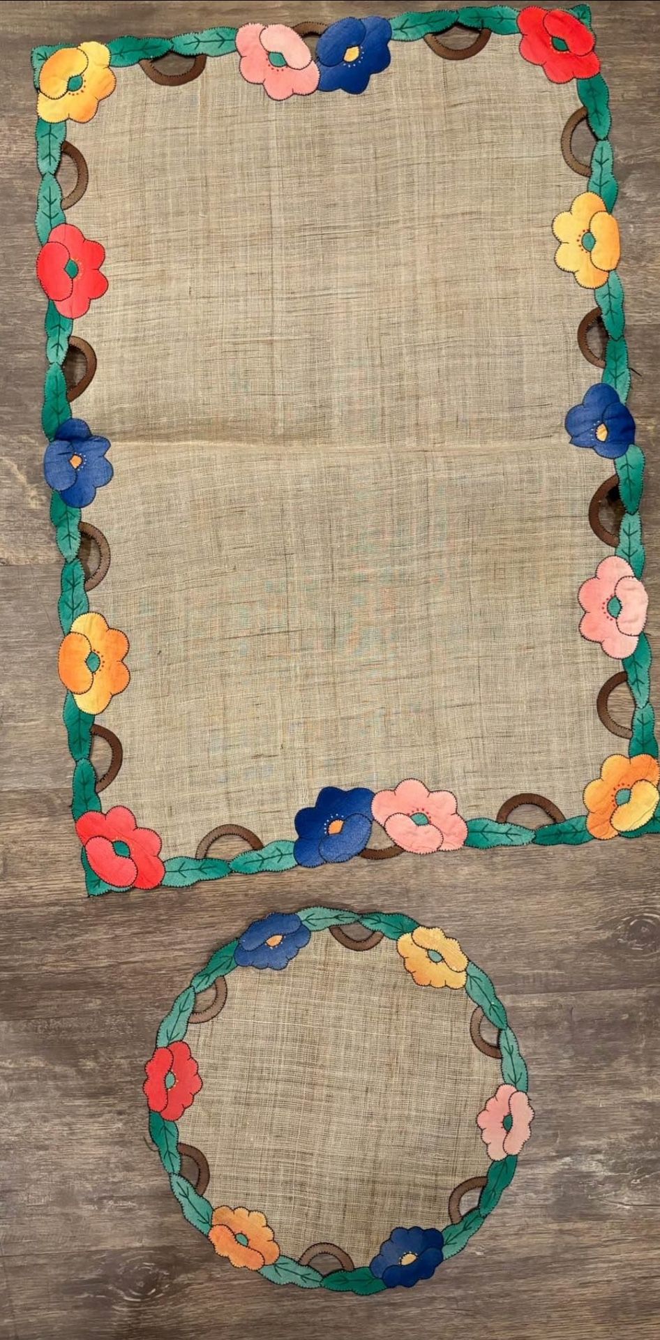 placemat mats cutwork floral artwork