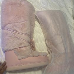 Pink Furry Boots