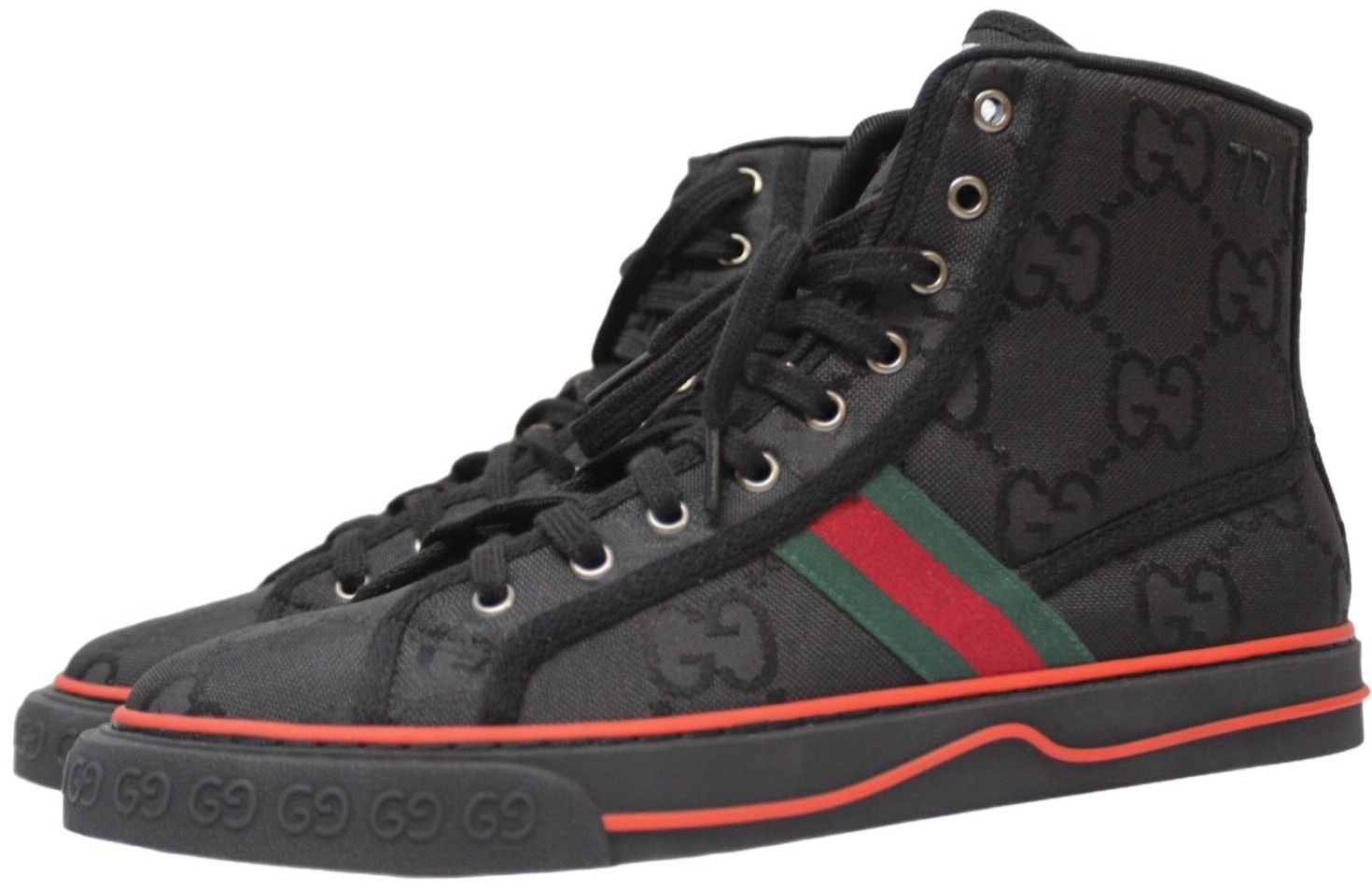 Gucci Men's Tennis 1977 Canvas High-Top Sneakers size 9 US Black GG