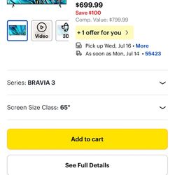 Sony Briva 3 65 Inch Tv