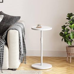 White Adjustable Pedestal Side Table