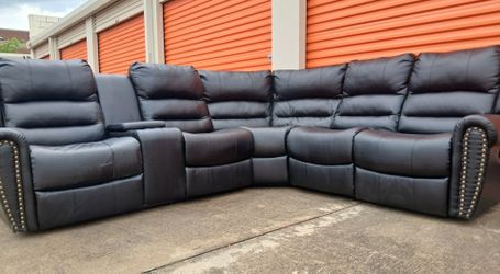 👀✨️Black Leather Sectional w Recliners