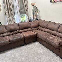 Brown Faux Leather Sectional