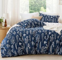 Bedsure Navy Twin/Twin XL Comforter Set - Reversible Floral Bed Set