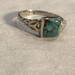 Blue Tourquise Ring. 925 Silver. Size 8. Matching Earrings And Pendant On My Page 